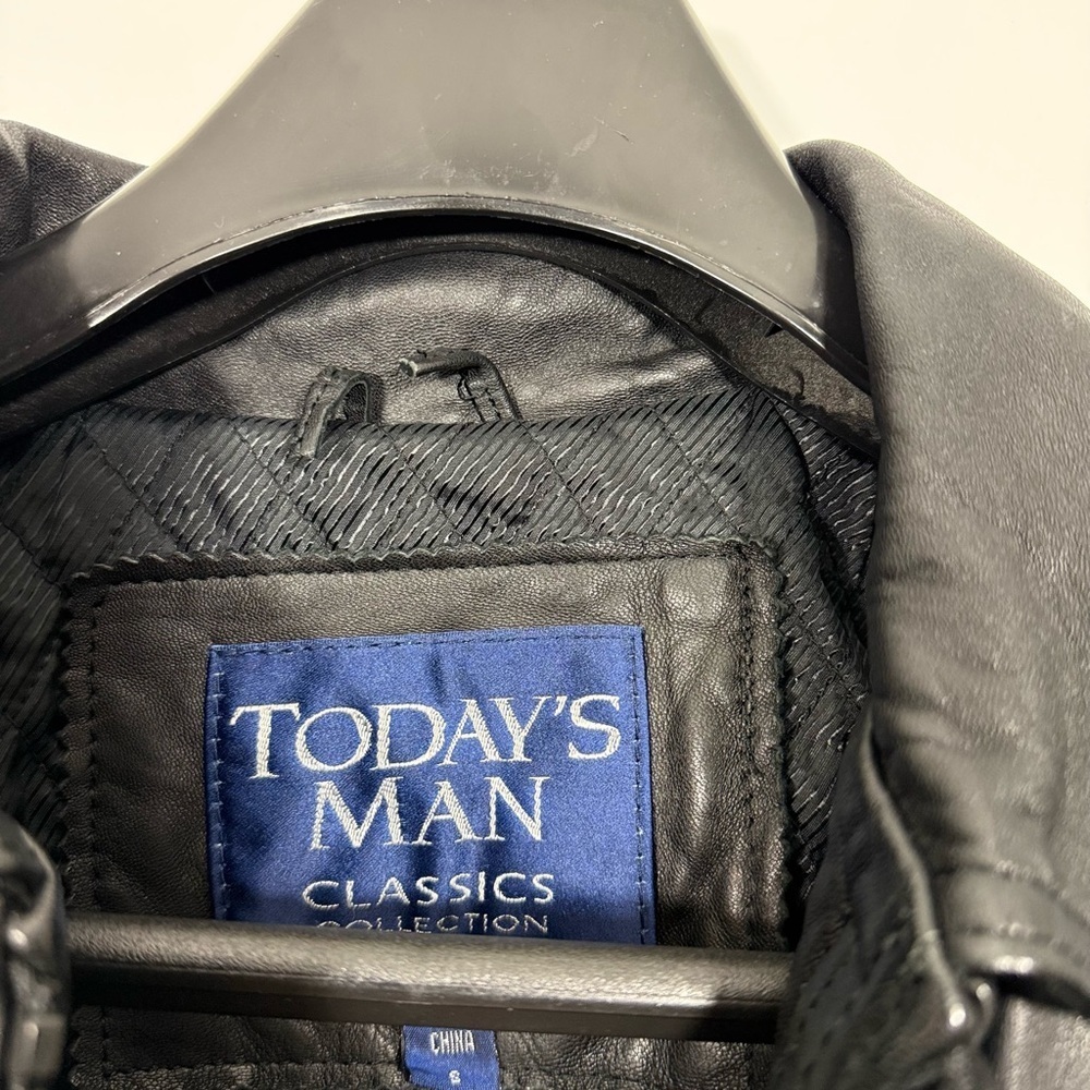 Today's Man Classic Collection Size Small Men’s Black Leather Jacket - Picture 3 of 16